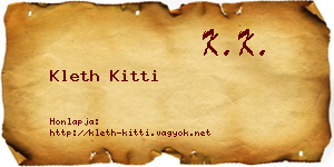 Kleth Kitti névjegykártya